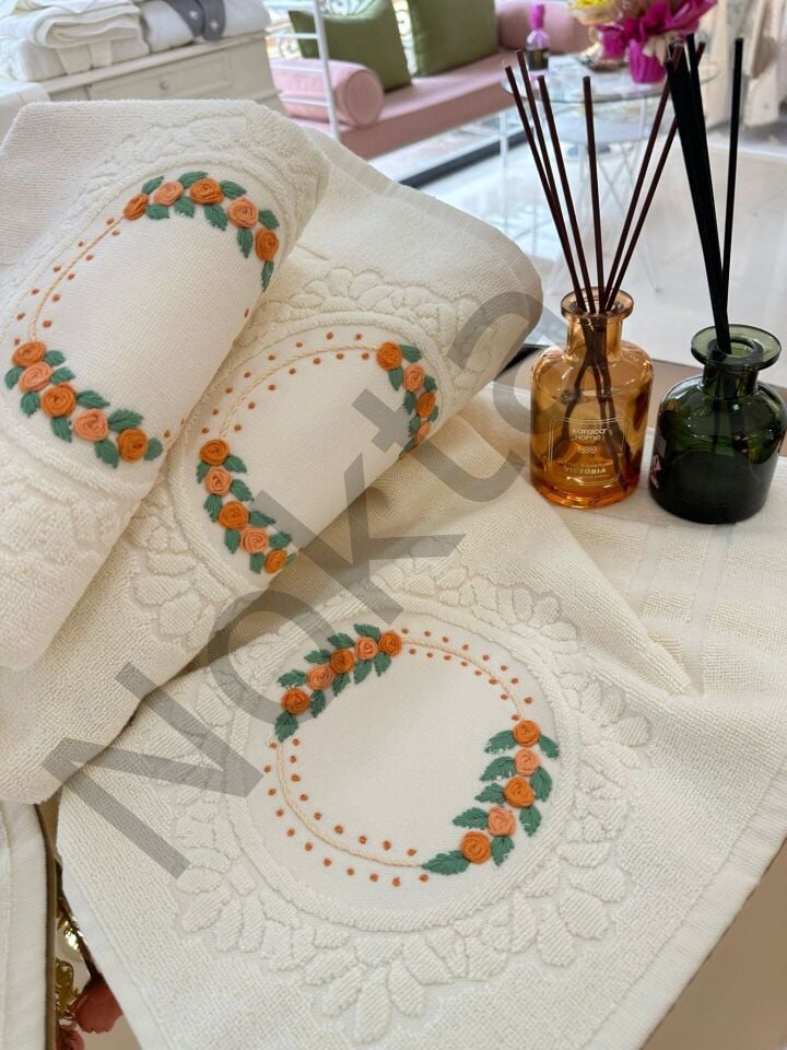 Çelenk Banyo Paspas Üçlü Set